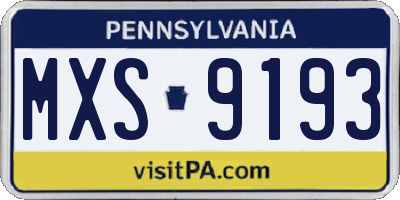 PA license plate MXS9193