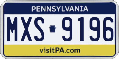 PA license plate MXS9196