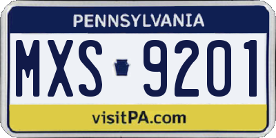 PA license plate MXS9201