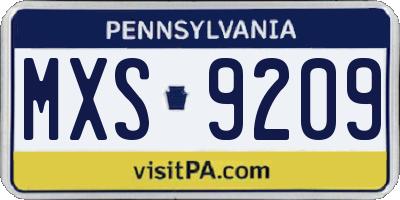 PA license plate MXS9209