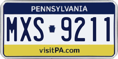 PA license plate MXS9211