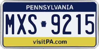 PA license plate MXS9215