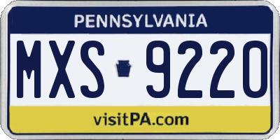 PA license plate MXS9220