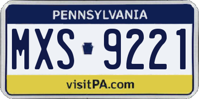PA license plate MXS9221