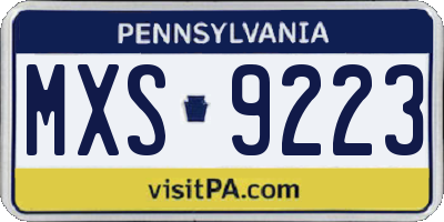 PA license plate MXS9223