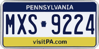 PA license plate MXS9224