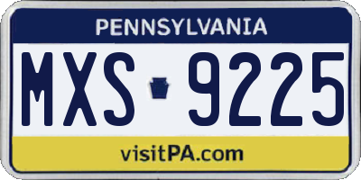 PA license plate MXS9225