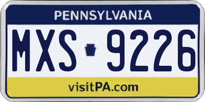 PA license plate MXS9226