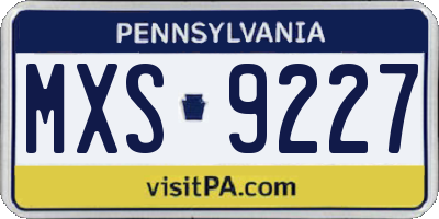 PA license plate MXS9227
