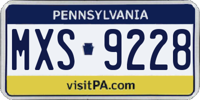 PA license plate MXS9228