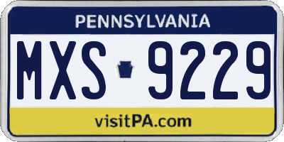 PA license plate MXS9229