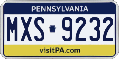 PA license plate MXS9232