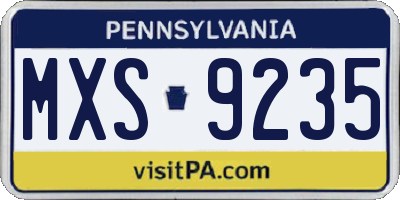 PA license plate MXS9235