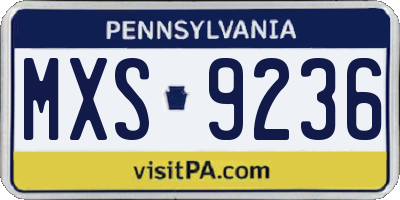 PA license plate MXS9236