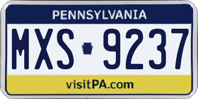 PA license plate MXS9237