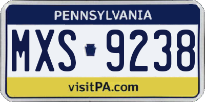 PA license plate MXS9238
