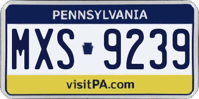 PA license plate MXS9239