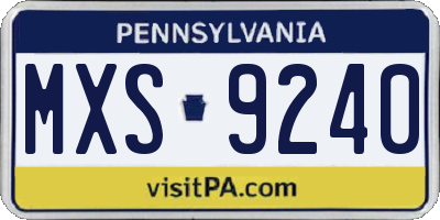 PA license plate MXS9240