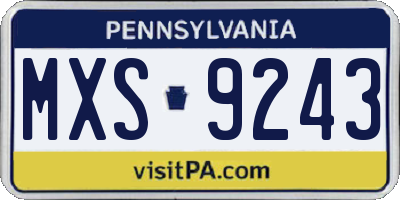 PA license plate MXS9243