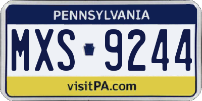 PA license plate MXS9244