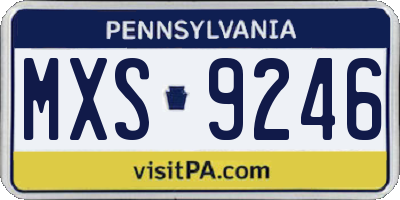 PA license plate MXS9246