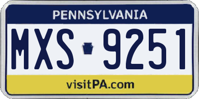PA license plate MXS9251
