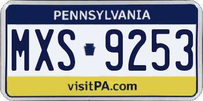 PA license plate MXS9253