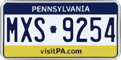 PA license plate MXS9254