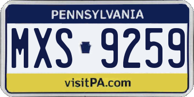 PA license plate MXS9259