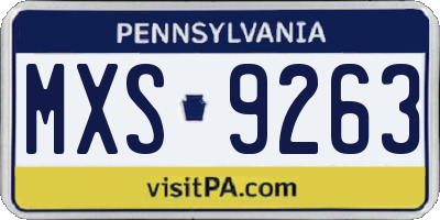 PA license plate MXS9263