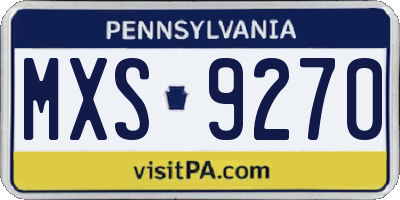 PA license plate MXS9270