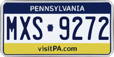 PA license plate MXS9272