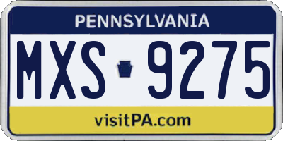 PA license plate MXS9275
