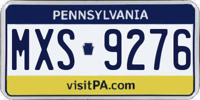 PA license plate MXS9276