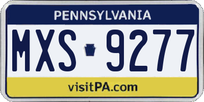 PA license plate MXS9277