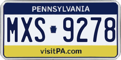 PA license plate MXS9278