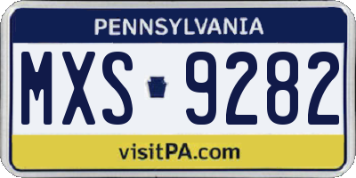 PA license plate MXS9282