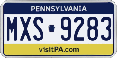 PA license plate MXS9283