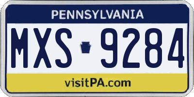 PA license plate MXS9284