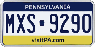 PA license plate MXS9290
