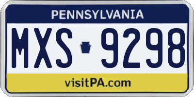 PA license plate MXS9298
