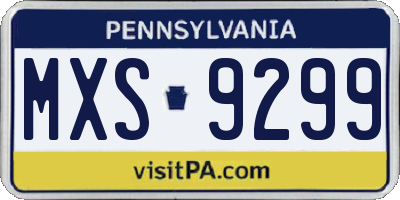 PA license plate MXS9299
