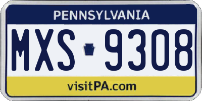 PA license plate MXS9308