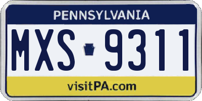 PA license plate MXS9311
