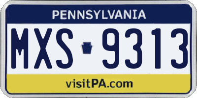 PA license plate MXS9313