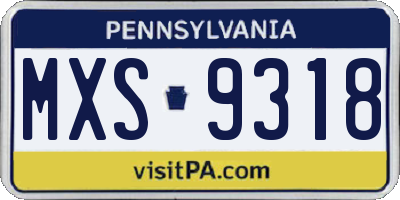 PA license plate MXS9318