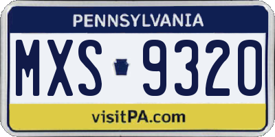 PA license plate MXS9320