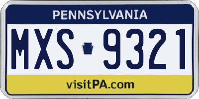 PA license plate MXS9321