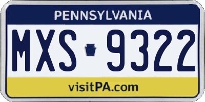 PA license plate MXS9322