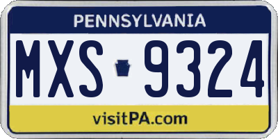 PA license plate MXS9324